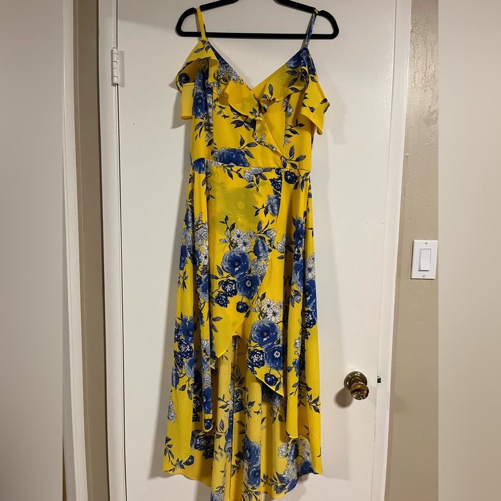 BCX Juniors Womens Floral Print Hi-Low Maxi Dress